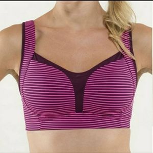 Lululemon Ta Ta Tamer II Hyper Stripe Raspberry Glo Light / Plum / Black 34DD